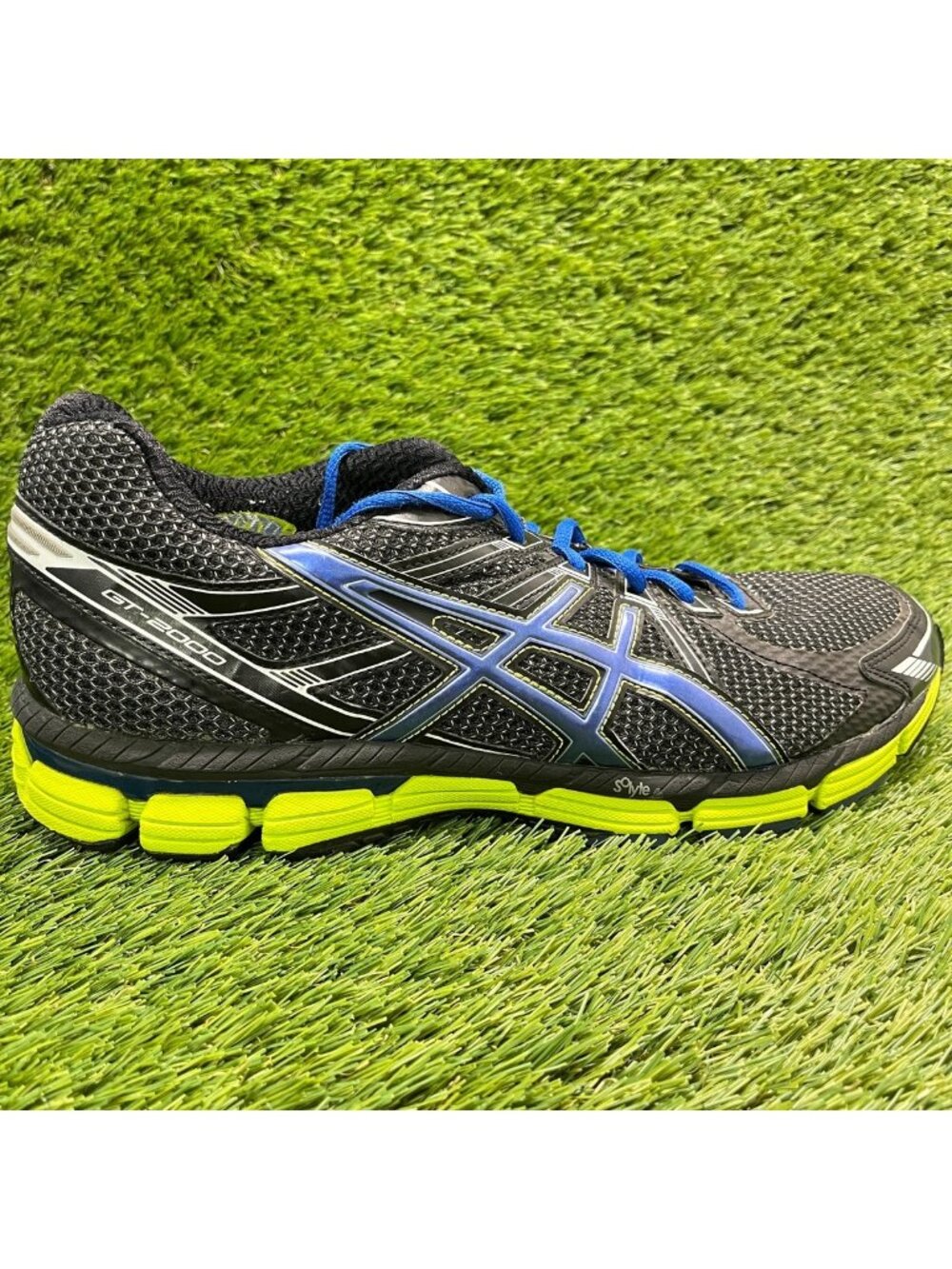 Asics GT-2000 Mens Size 11.5 Black Blue Athletic Running Walking Shoes Sneakers